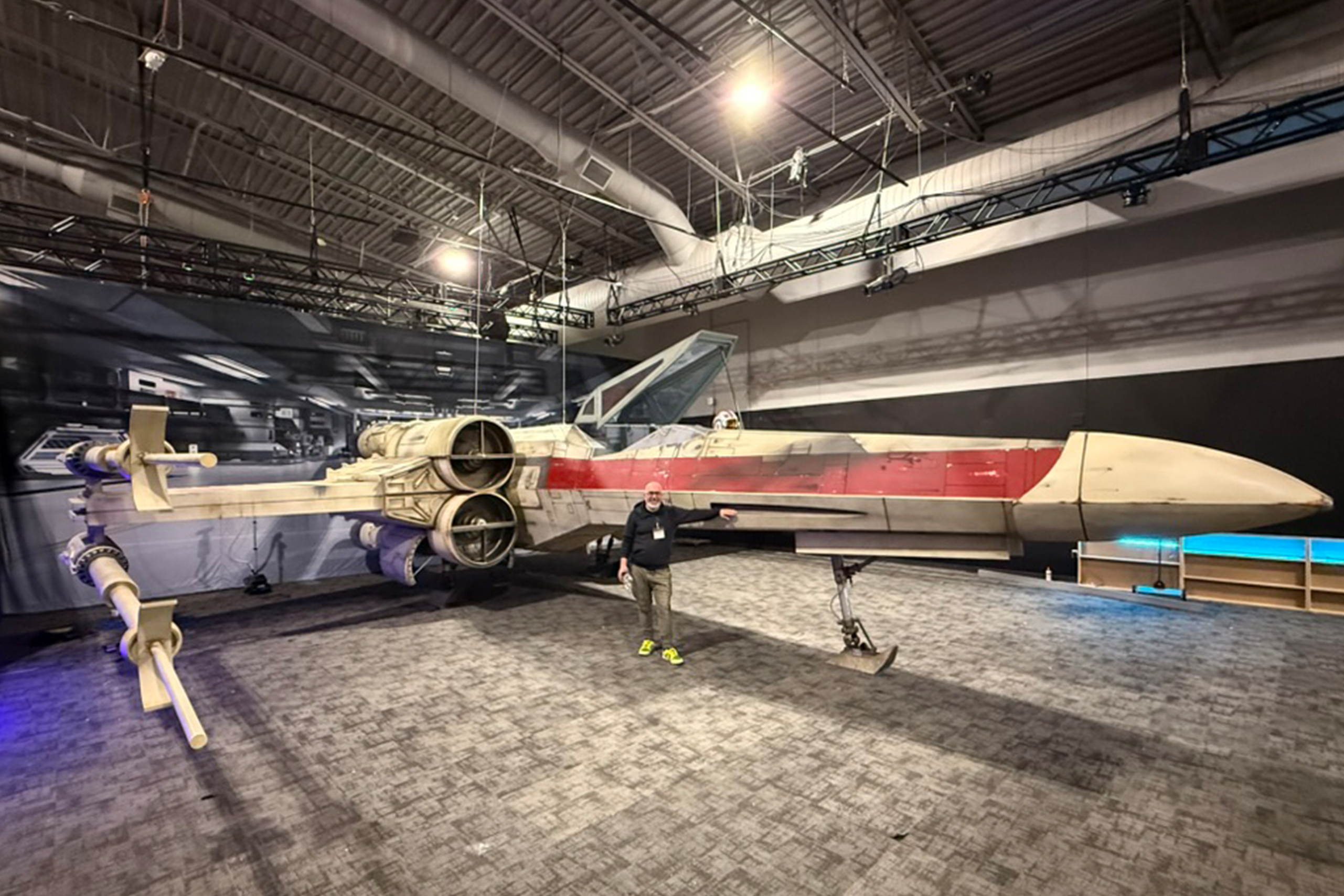 X-Wing with Joey for scale (pew pew)